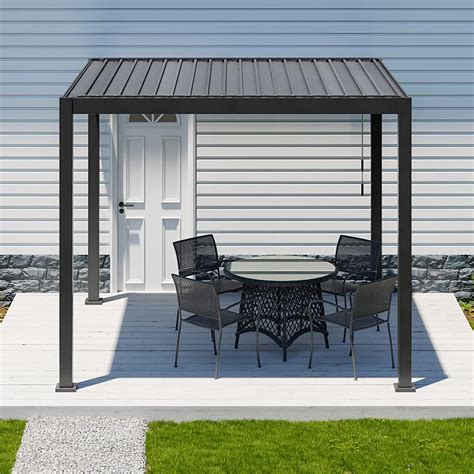 It combines a traditional open-roof pergola and a pavilion with a closed roof. . Mirador adjustable louvered aluminum pergola
